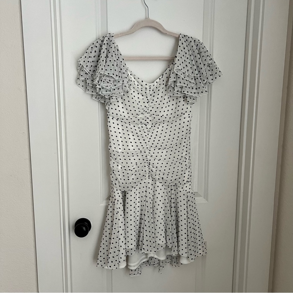 Bardot black and white polka dot mini dress